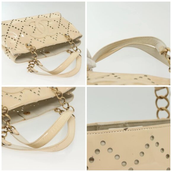 CHANEL Chain Shoulder Bag Enamel Ivory Gold CC Auth 136726 - Picture 16 of 16